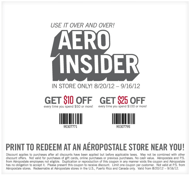 Aeropostale discount coupons printable