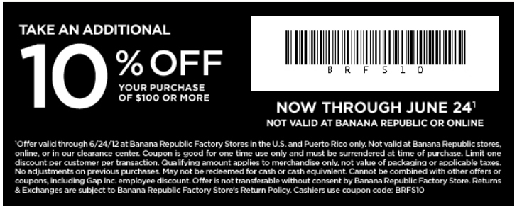 Banana Republic Factory Store Printable Coupon Expires June 24 2012