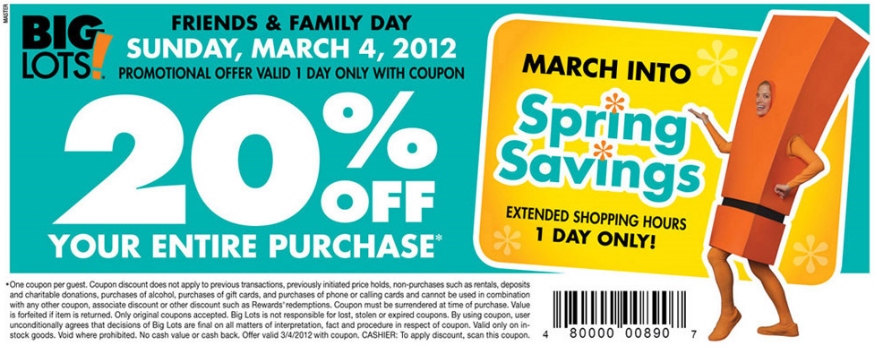 Big Lots 20% OFF Printable Coupon