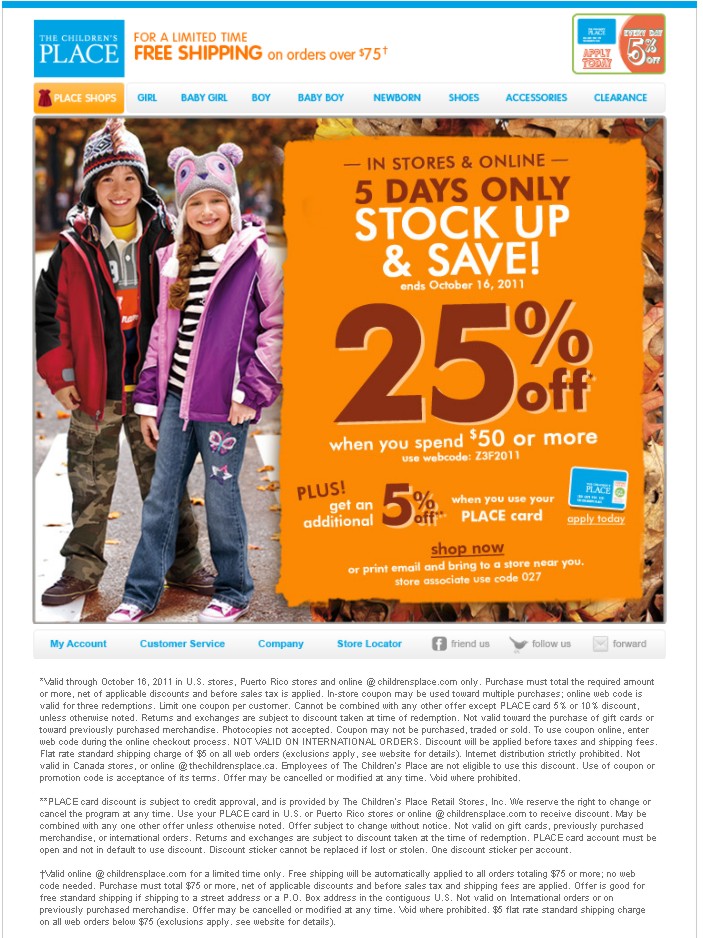The Children's Place Printable Coupon