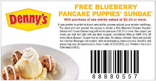 Denny's Printable Coupon