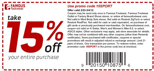 Famous Footwear Printable Coupon
