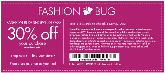 Fashion Bug Printable Coupons