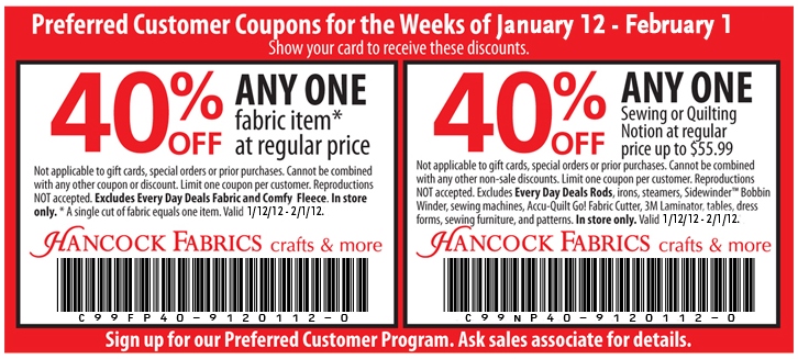 Hancock Fabrics Printable Coupon