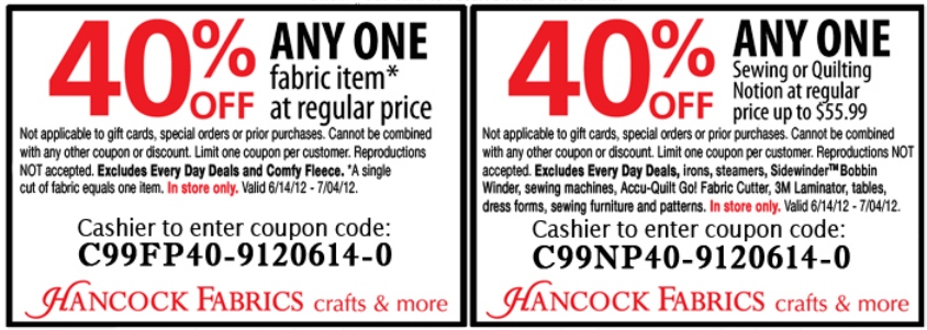 Hancock Fabrics Printable Coupon