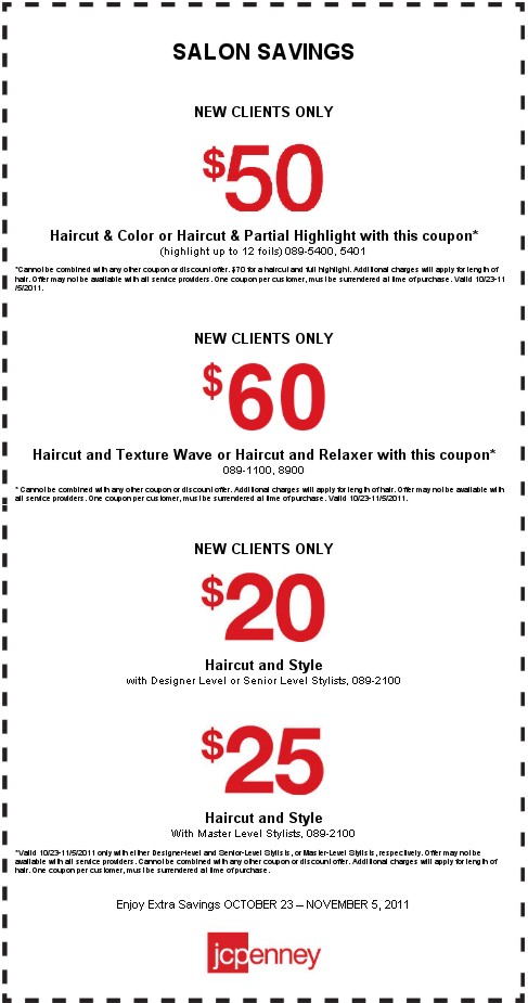 JCPenney Hair Salon Coupons 2015