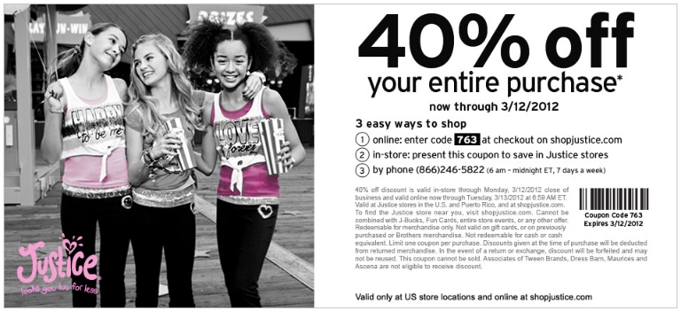 Justice Printable Coupon
