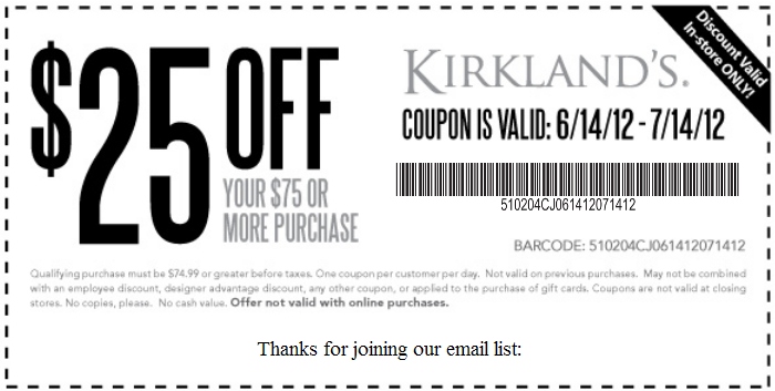 Kirkland's Printable Coupon