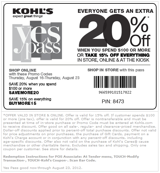 Kohl's Printable Coupon