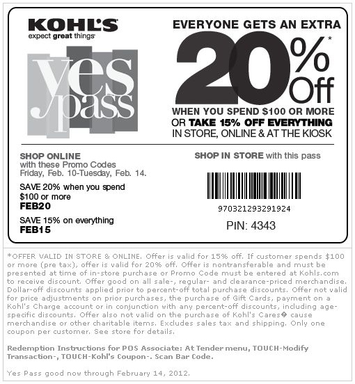 Kohls Printable Coupon