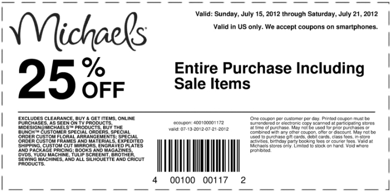 Michaels Printable Coupon Expires July 21 2012