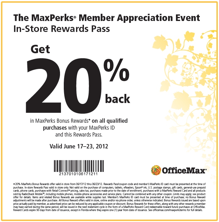 OfficeMax Printable Coupon Expires June 23, 2012