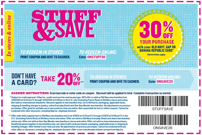 Old Navy 30% Off Printable Coupon