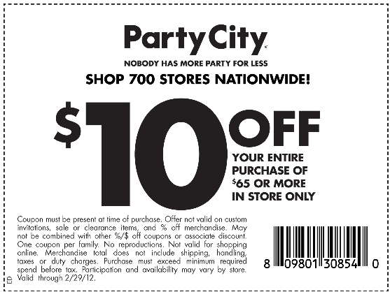 Party City Printable Coupon