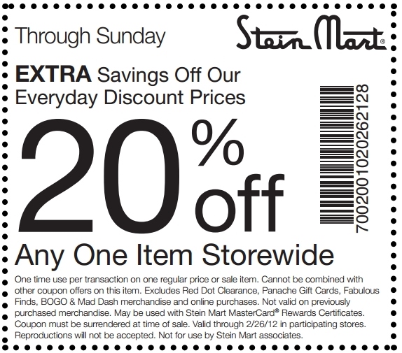 Stein Mart Printable Coupon