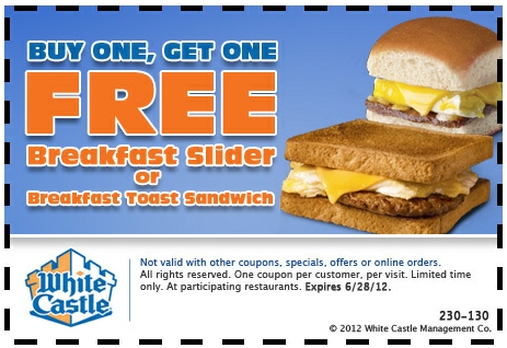 White Castle Printable Coupon Expires June 28 2012