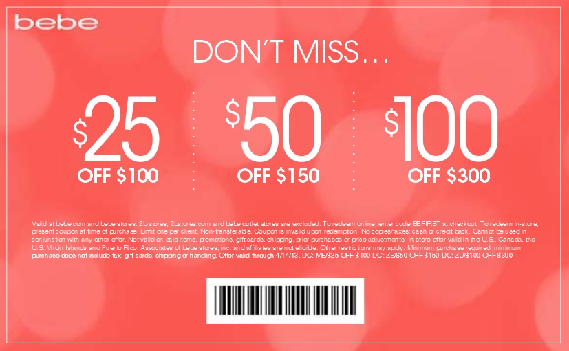 bebe Printable Coupon