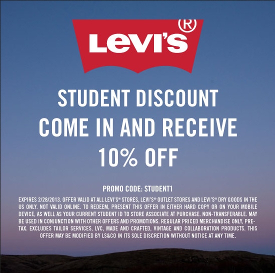 Levi #39 s Student Discount 10% Off Printable Coupon Expires February