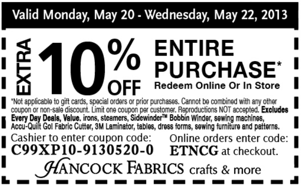 Hancock Fabrics Printable Coupons