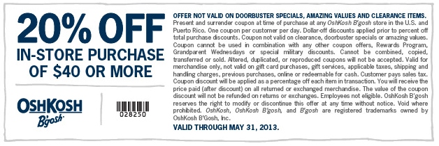 OshKosh B'gosh Printable Coupon